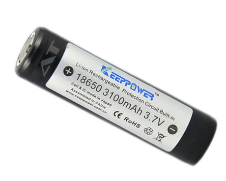 Keeppower 18650 - 3100mAh, 3,7V Li-Ionen-Akku geschützt - flacher Pluspol