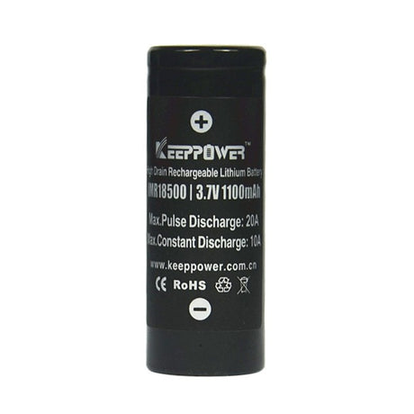 Keeppower IMR18500 3,7V 1100mAh Flat Top (10A) Li-Ion Akku