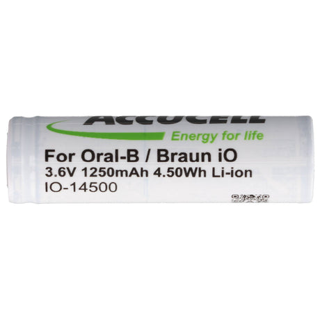 AccuCell 1250mAh Akku komaptibel für Braun IO 6, 7, 8, 9, 10, 3,7 Volt, 48,8x14,1mm (2 St.)