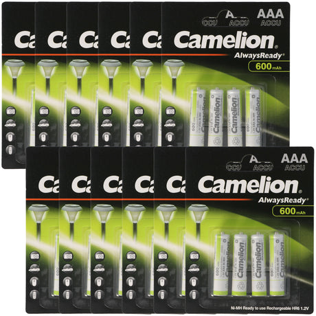 12 Stück Vorteilspack AAA, Micro LR3, HR03, NiMH Akku mit 600mAh in 4er Blisterverpackung, Always Ready mit geringer Selbstentladung, Ready to Use Akku