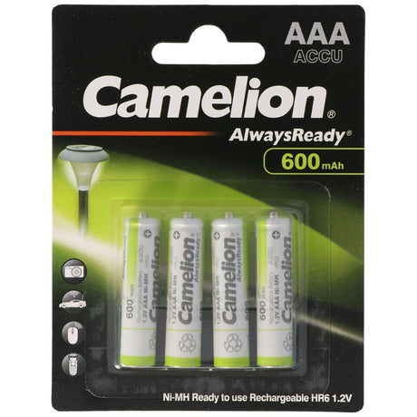 12 Stück Vorteilspack AAA, Micro LR3, HR03, NiMH Akku mit 600mAh in 4er Blisterverpackung, Always Ready mit geringer Selbstentladung, Ready to Use Akku
