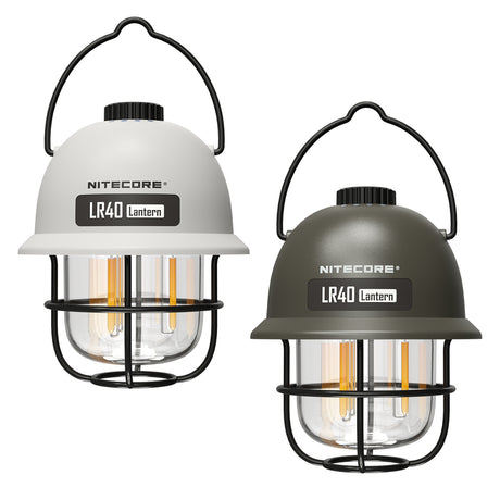 2 Stück Nitecore LR40 Campingleuchte inklusive Akku, 1x Gehäusefarbe weiss, 1x oliv