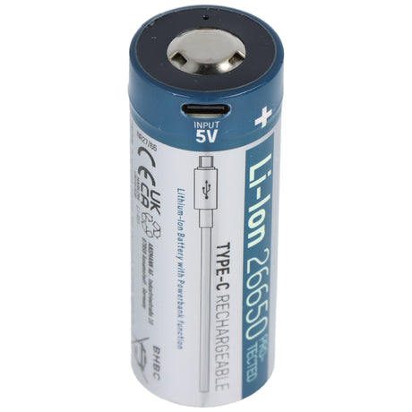 Ansmann 26650 Li-Ion Akku mit USB-C Ladebuchse, 3,6V 5100mAh min. 4950mAh, mit Schutzschaltung