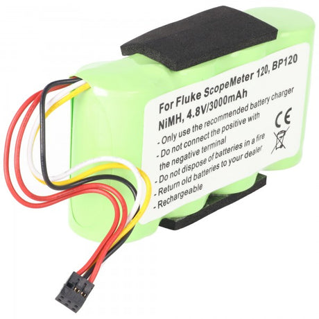 Akku passend für Fluke ScopeMeter 120, BP120, NiMH, 4,8V, 3000mAh, 14,4Wh, Steckerpolung mit Ihrem Akku vergleichen, ob passend oder nicht