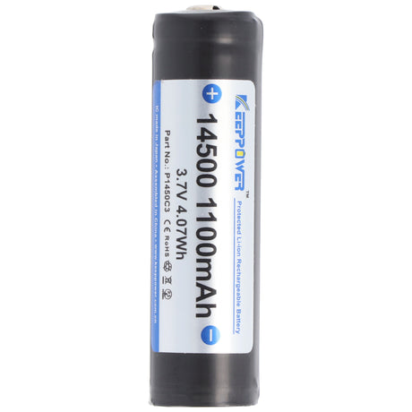 Keeppower Akku 14500 3,7V 1100mAh Li-Ion Akku PCB geschützt P1450C3