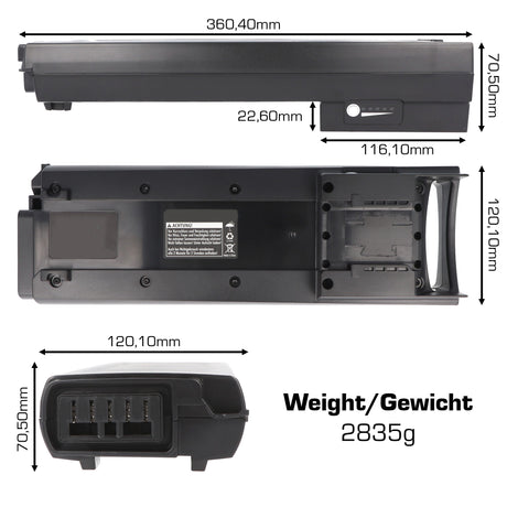 Maratron 504Wh Akku passend für Bosch e-bike PowerPack 500 Classic Line Gepackträger 0275007505, 4047024973893