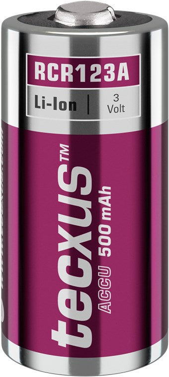 Tecxus RCR123 Akku - 500 mAh, 4 Stk. im Karton - Lithium-Ionen-Akku (Li-Ion), 3,2 V