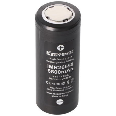 Keepower IMR 26650 Li-Ion Akku 5500mAh 3,6V - 3,7V 15A konstant