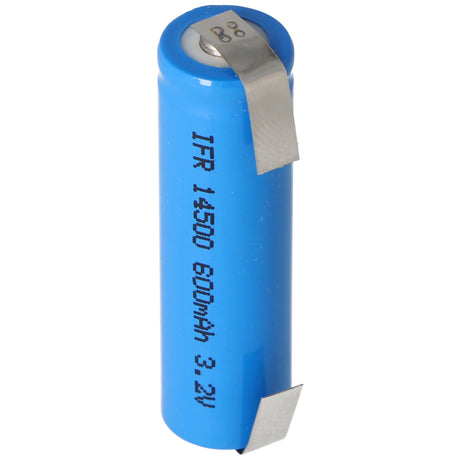 AccuCell IFR 14500 AA 3,2V 600mAh LiFePo4 ungeschützt Lötfahnen U-Form