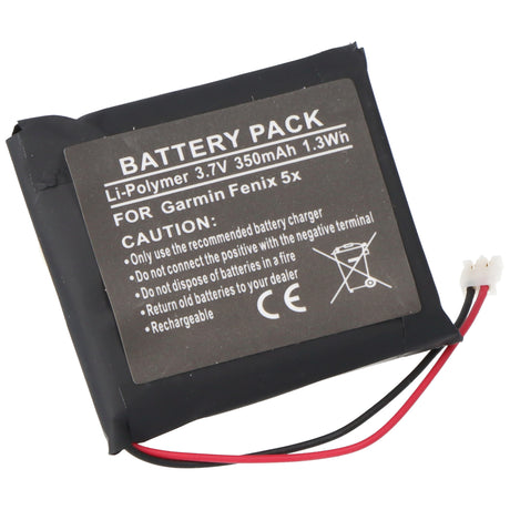AccuCell Akku passend für Garmin Fenix 5X, Li-Polymer, 3,7V, 350mAh, 1,3Wh