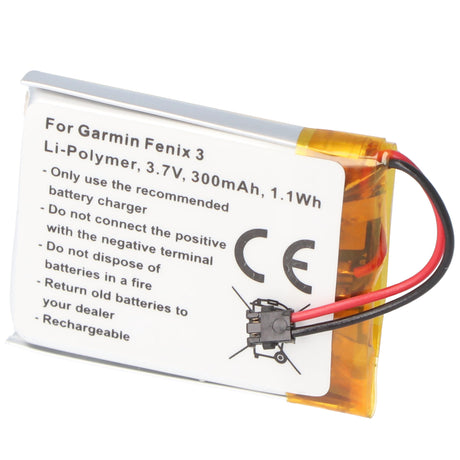 AccuCell Akku passend für Garmin Fenix 3, 361-00034-02 Li-Polymer 3,7 Volt 300mAh 1,1Wh