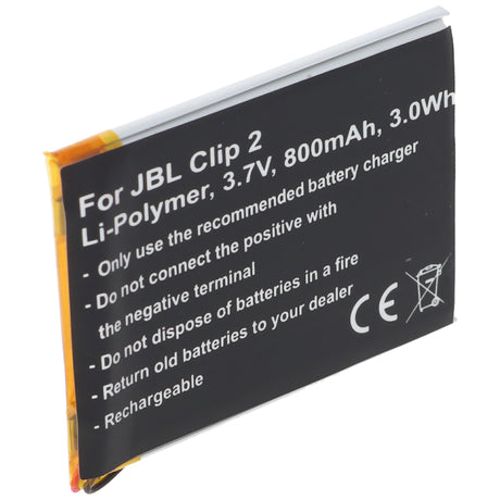 AccuCell Akku passend für JBL Clip 2 Li-Polymer Akku GSP383555 3,7V, 800mAh, 3,0Wh, built-in, ohne Werkzeug