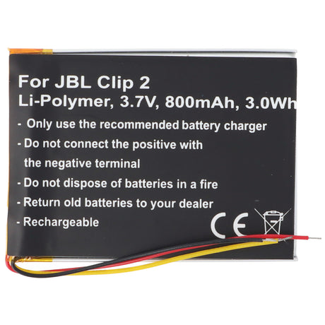 AccuCell Akku passend für JBL Clip 2 Li-Polymer Akku GSP383555 3,7V, 800mAh, 3,0Wh, built-in, ohne Werkzeug