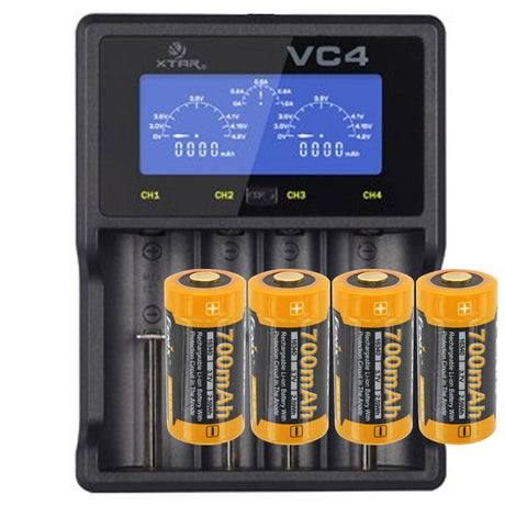AccuCell Schnell-Ladegerät und 4 Stück 3.7V 760mAh Li-Ion wiederaufladbare Batterien für Netgear Arlo drahtlose HD Überwachungskamera