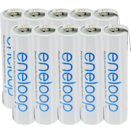 10er Pack Panasonic eneloop Standard ehem. Sanyo AAA Micro LR03 NiMh Akkus mit Lötfahnen in Z-Form