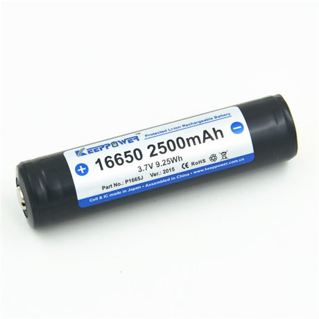 Keeppower 16650 bzw. 17650 2500mAh 3,6V - 3,7V Li-Ion-Akku geschützt (Pluspol erhöht) UR16650ZTA