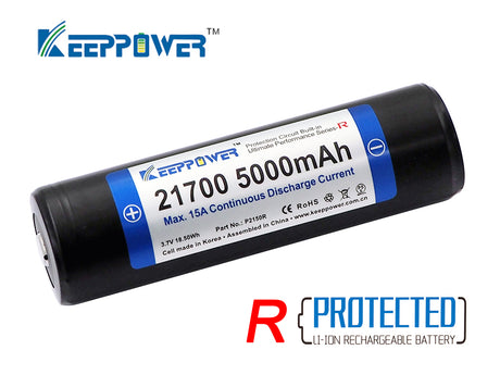 Keeppower 21700 R 15A 5000mAh 3,6V - 3,7V Li-Ion-Akku PCB geschützt (Pluspol erhöht)
