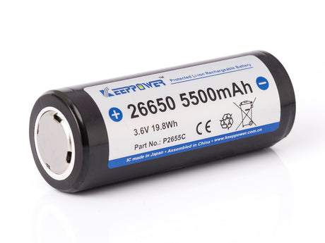 Keeppower 26650 - 5500mAh, 3,6V - 3,7V Li-Ion-Akku PCB geschützt