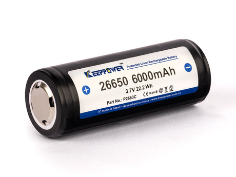 Keeppower 26650 - 6000mAh, 3,6V - 3,7V Li-Ion-Akku PCB geschützt