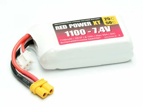 Pichler RED POWER XT LiPo Akku 1100mAh – 7,4V 2S1P mit XT60 Stecker