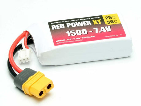 Pichler RED POWER XT LiPo Akku 1500mAh – 7,4V 2S1P mit XT60 Stecker