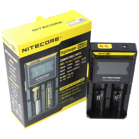 NiteCore Ladegerät Digicharger D2 mit Display für AAA, AA, C, D2EU- EU-Version NC-D2EU