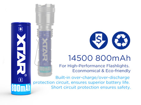 Xtar 14500 - 800 mAh 3,6 V - 3,7 V geschützter Li-Ion-Akku