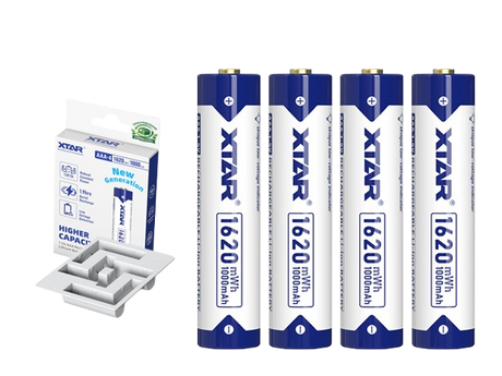 Xtar AAA 1,5V 1620mWh (ca. 1000mAh) (Micro, LR03) Li-Ionen-Akku (Wiederaufladbar) mit *Indikator (4 St.)