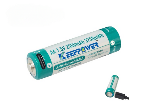 Keeppower AA 1,5V 2500mAh (3750mWh) Lithium-Ionen-Akku (Wiederaufladbar über USB-C)