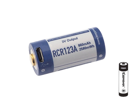 Keeppower RCR123A 3V Lithium Ionen Akku (Wiederaufladbar über micro USB)