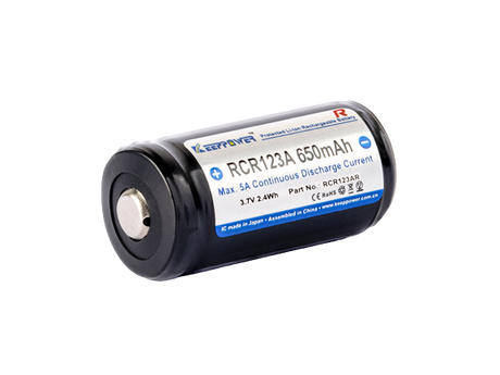 Keeppower RCR123AR - 650mAh R-Serie bis 5A 3,6V - 3,7V Li-Ionen-Akku geschützt