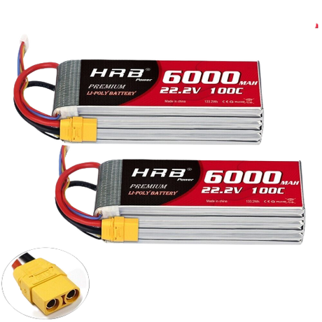 HRB 6S 6000mAh 22,2V XT90 100C LiPo Akku (2 Stück)