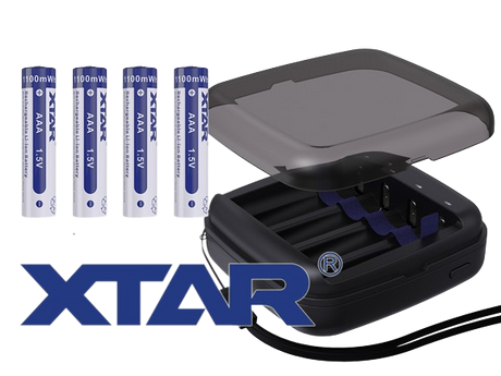 Xtar BC4 – Ladegerät + 4x AAA (Micro) LR03 1,5V Li-Ion Akkus