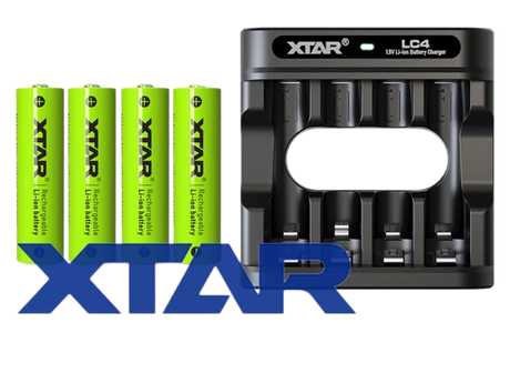 Xtar L4 – Ladegerät, incl. AA (Mignon) LR6 1,5V Li-Ion Akkus mit Akku-Wechselanzeige